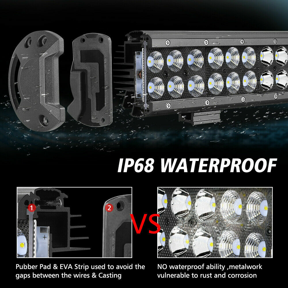 28″ inch Led Light Bar Dual Row Spot Flood Combo Work 4WD Truck SUV ATV Mounts