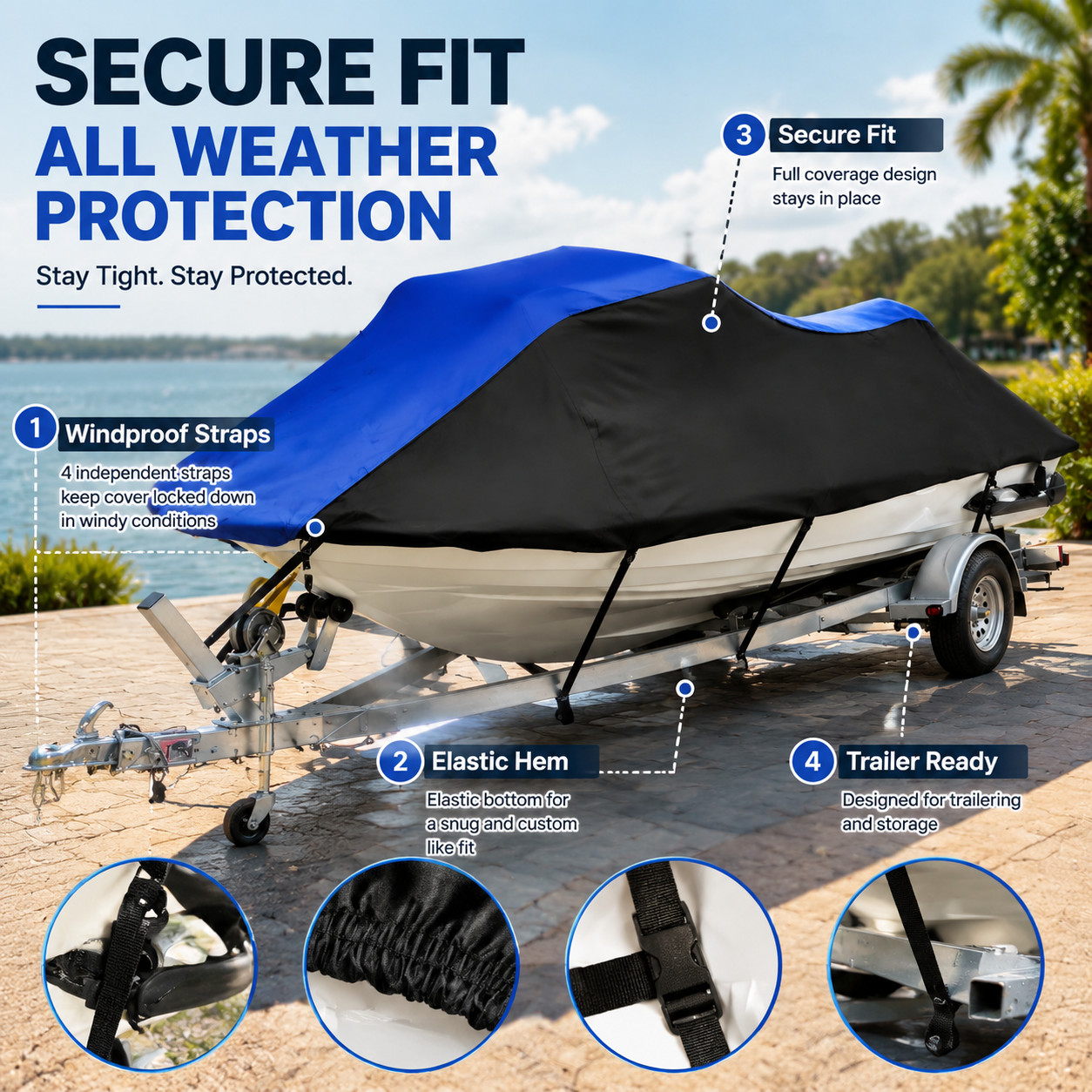 Jet ski Cover Waterproof UV Protect for Kawasaki Yamaha WaveRunner GP1800 R HO