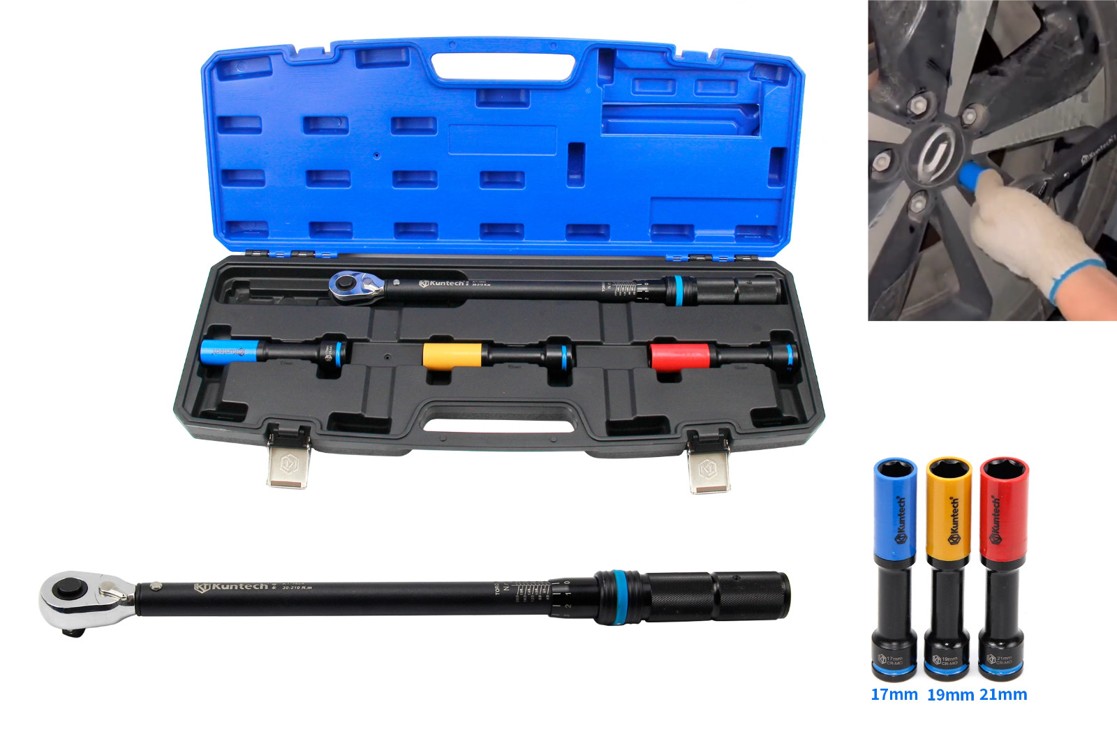 1/2-inch Drive Click Torque Wrench,30-210Nm,Tire Socket Dual Scale for BMW Benz