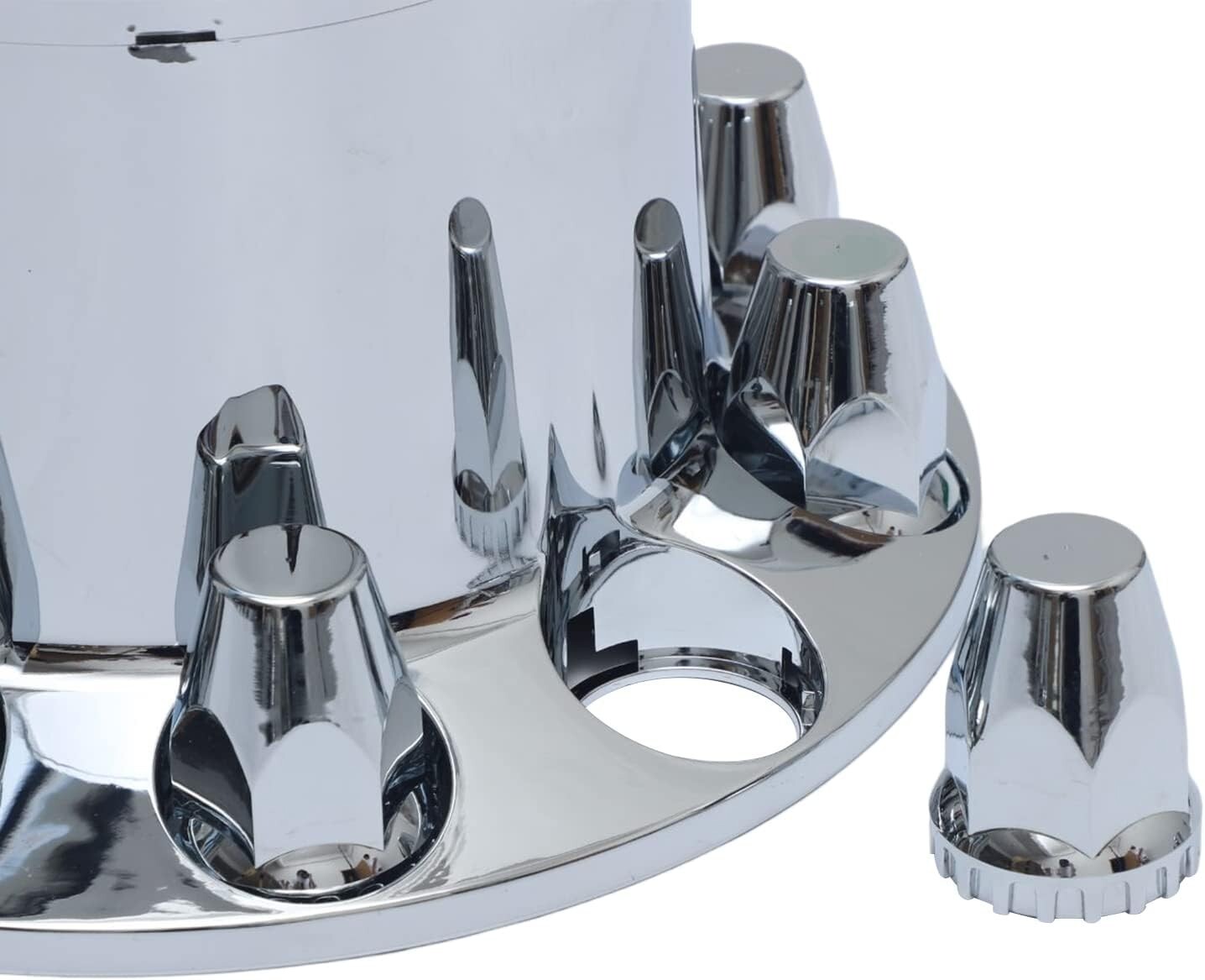 2 Rear Chrome Hub Covers Kits Semi Truck Wheel Axle Covers w/ 33mm Nut Covers