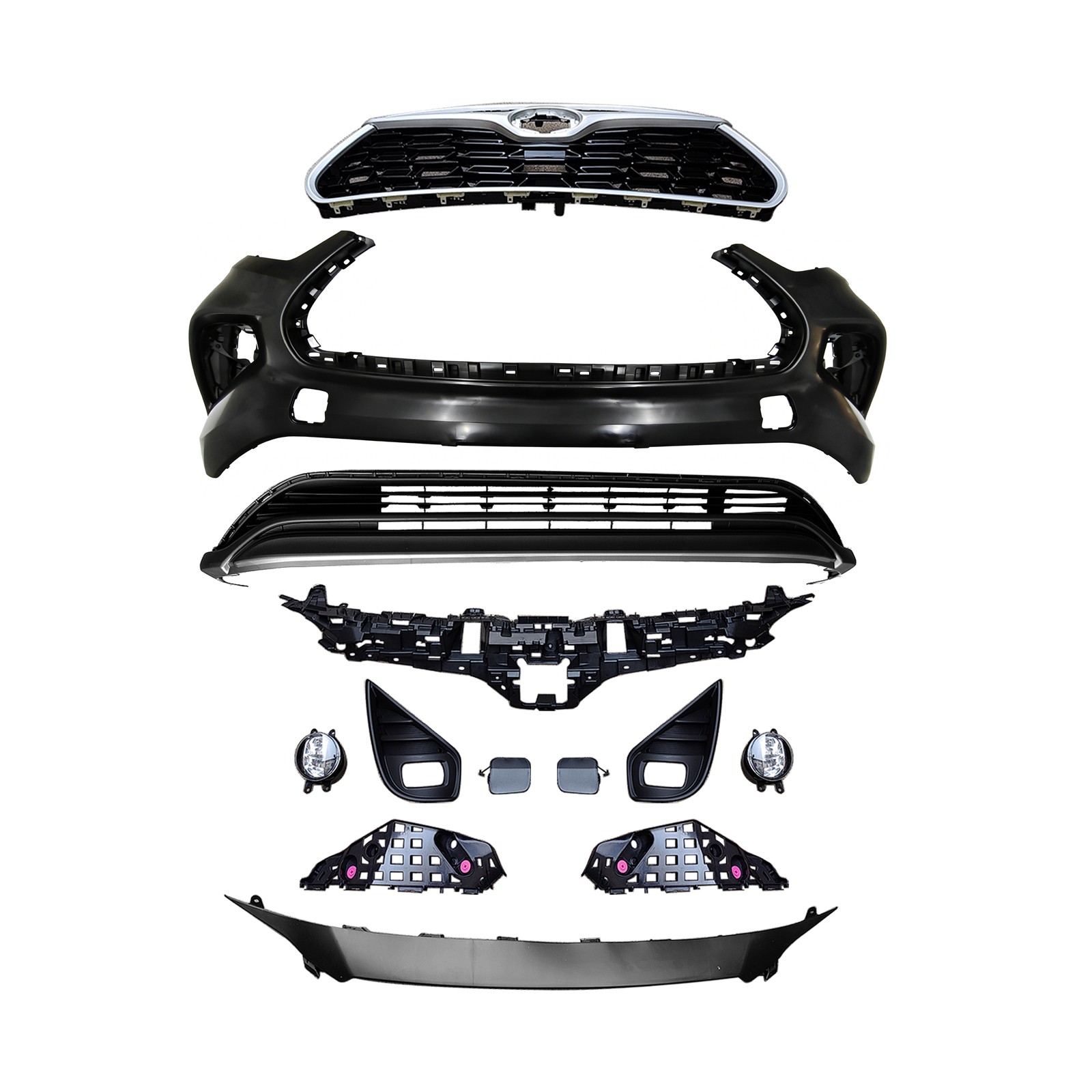 New Complete Front Bumper Assembly 13pcs Fits 2020-2022 Toyota Highlander