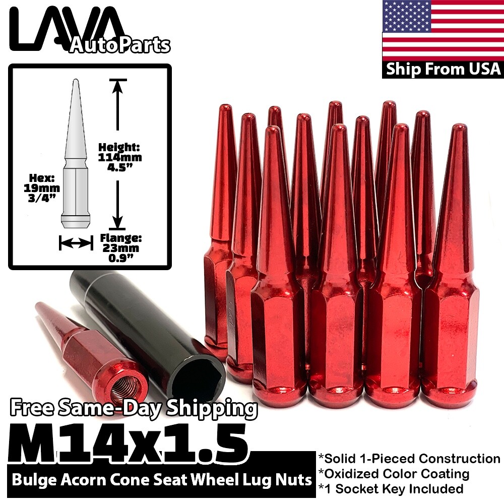 24x Red 14×1.5 Spike Lug Nut Fit Chevy Silverado 1500 Tahoe Suburban Traverse