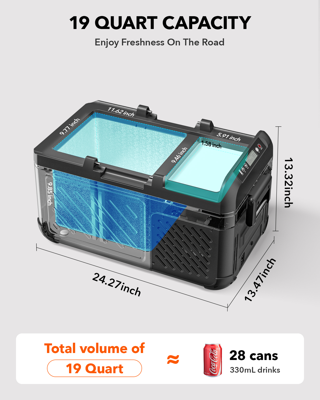 WOLFBOX 12V Portable Refrigerator 19 Quart Car Fridge RV Car Refrigerator