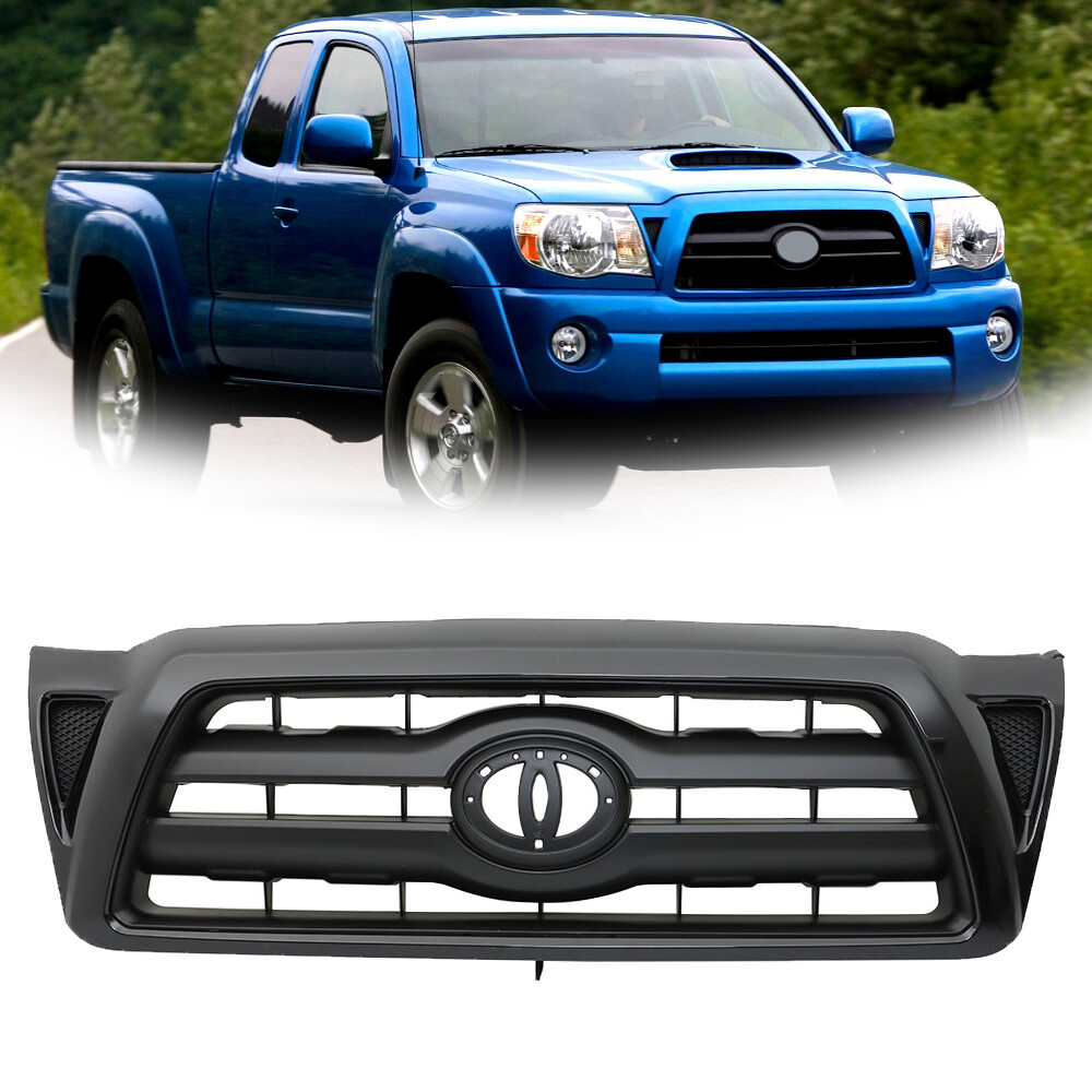 Front Grille Bumper Upper For 2005-11 Toyota Tacoma Replacement Gloss Black Mesh
