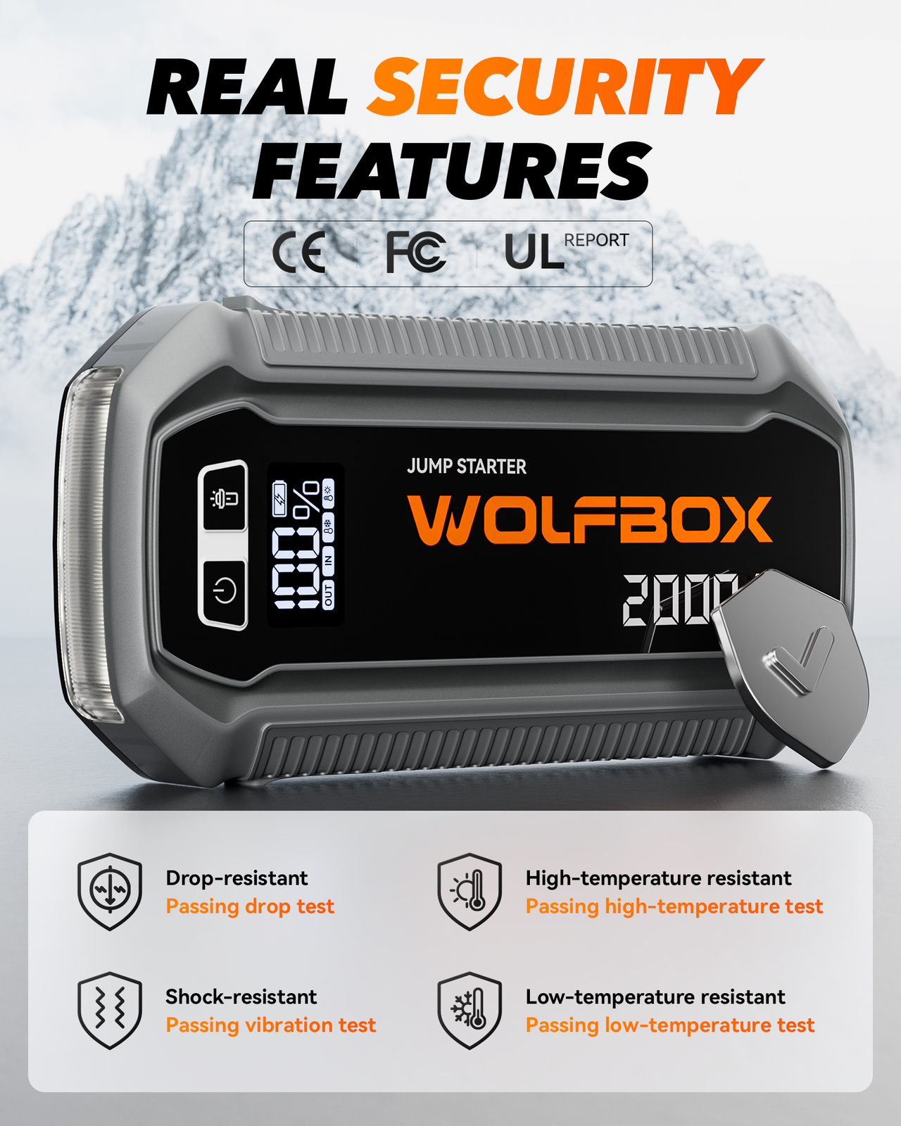WOLFBOX 2000A/3000A/4000A Portable Car Jump Starter Booster Power Bank Jump Box