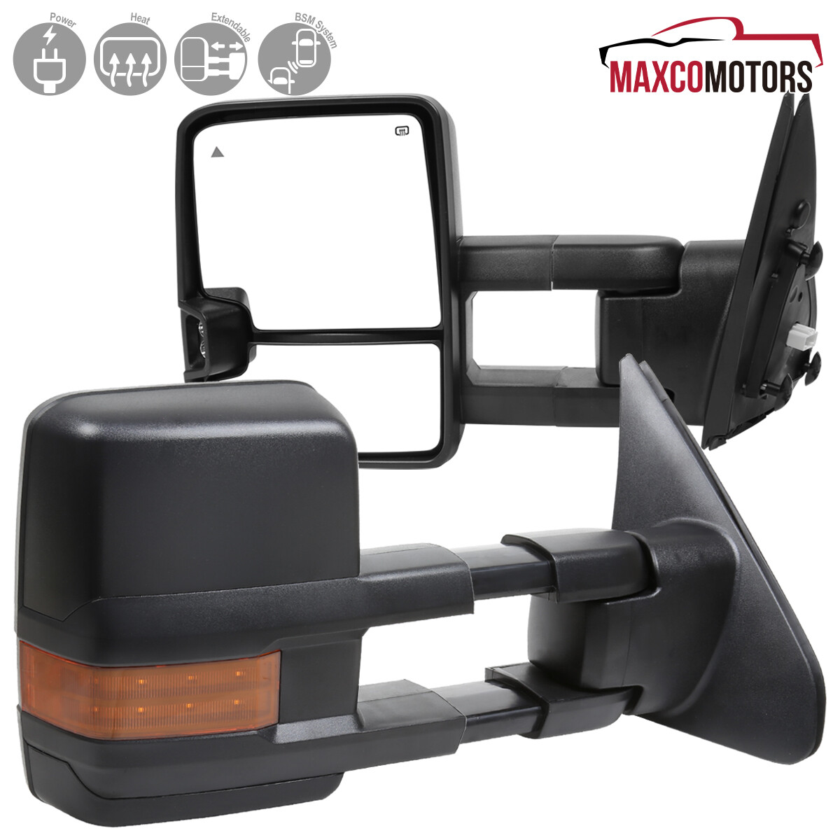 Tow Mirrors Fits 2007-2021 Toyota Tundra Power Heated+LED Signal Lights+Blind