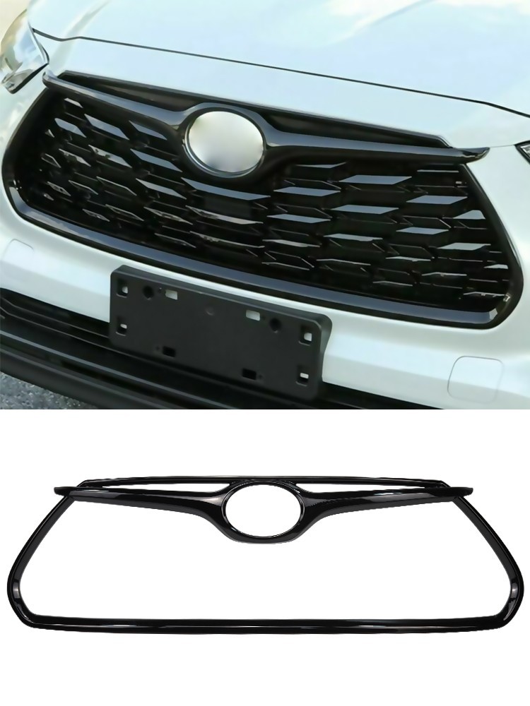 New Black Front Grille Garnish Frame Trim for Toyota Highlander 2020-2022 ABS1
