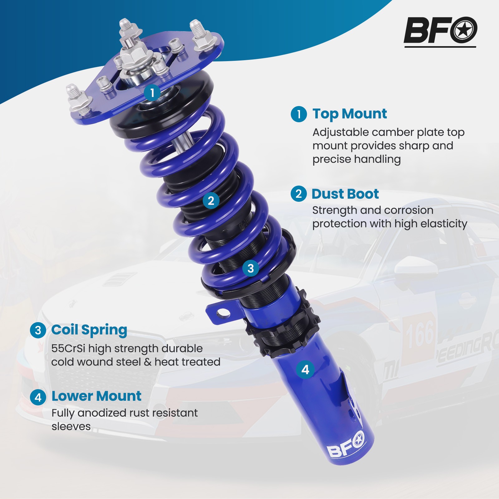 Full Coilovers Spring & Shock Assembly for Toyota Matrix 2003-2008 Adj. Height