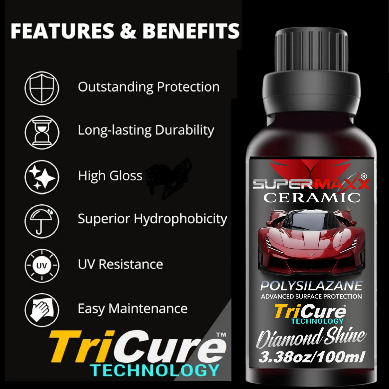 CERAMIC CAR COATING “5 YEAR PRO GRADE WET LOOK GLOSS PAINT PROTECTION – ‘100 ML’