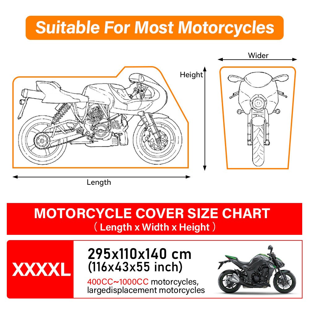 Motorcycle Cover Waterproof XXXXL Scooter Cover Outdoor Rain Dust Sun Protector