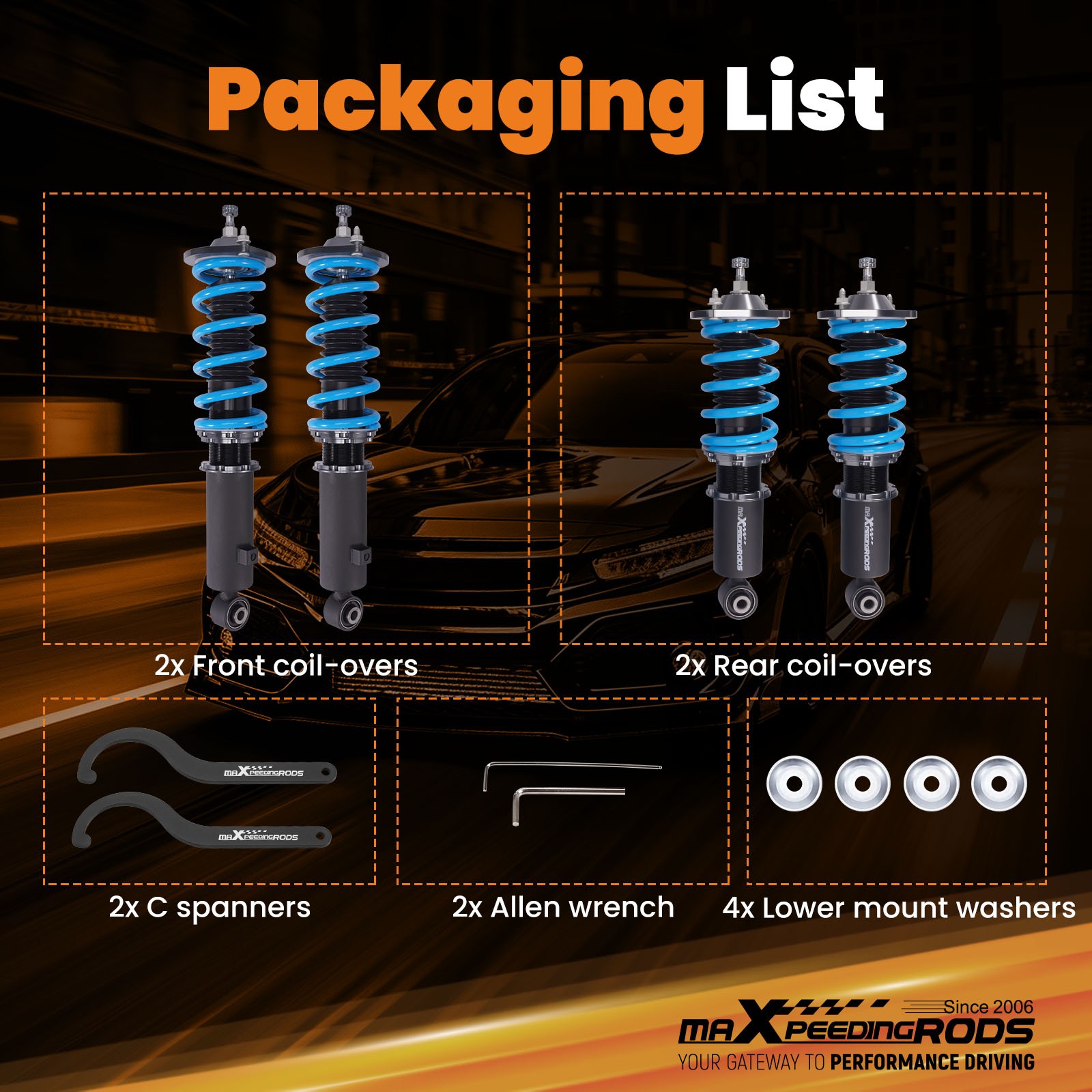 MaXpeedingrods 24 Ways Damper Coilovers Suspension Set For Mazda Miata MX5 NA NB