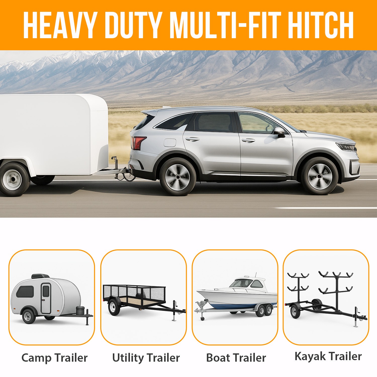 Class 3 Trailer Hitch 2-Inch Receiver For Hyundai Santa Fe Kia Sorento 2021-2023
