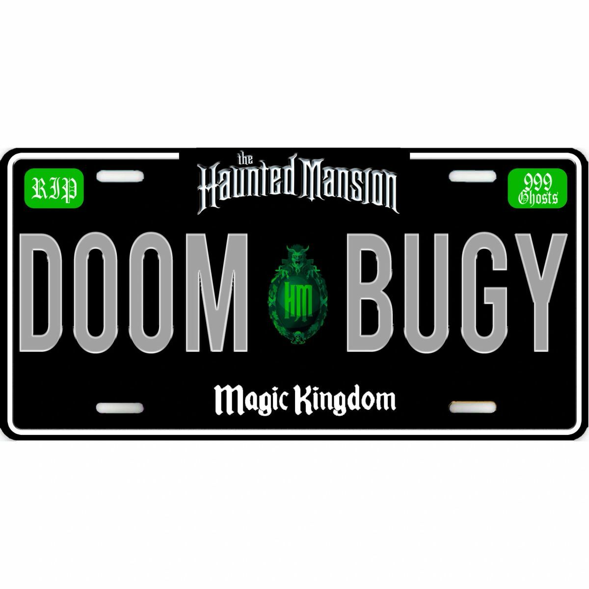 Disney World Doom Buggy License Plate Black The Haunted a Mansion Style