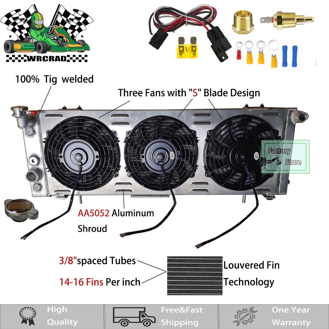 Aluminum Radiator Shroud Fan Fit 1984-2001 Jeep Cherokee XJ Comanche 2.5L 4.0L