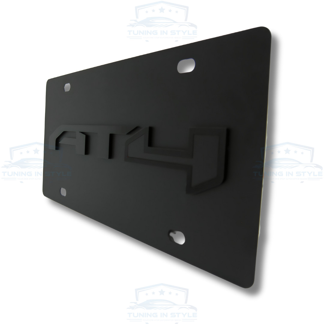 GMC AT4 3D Logo Stealth Matte Black Carbon License Plate Official Licensed