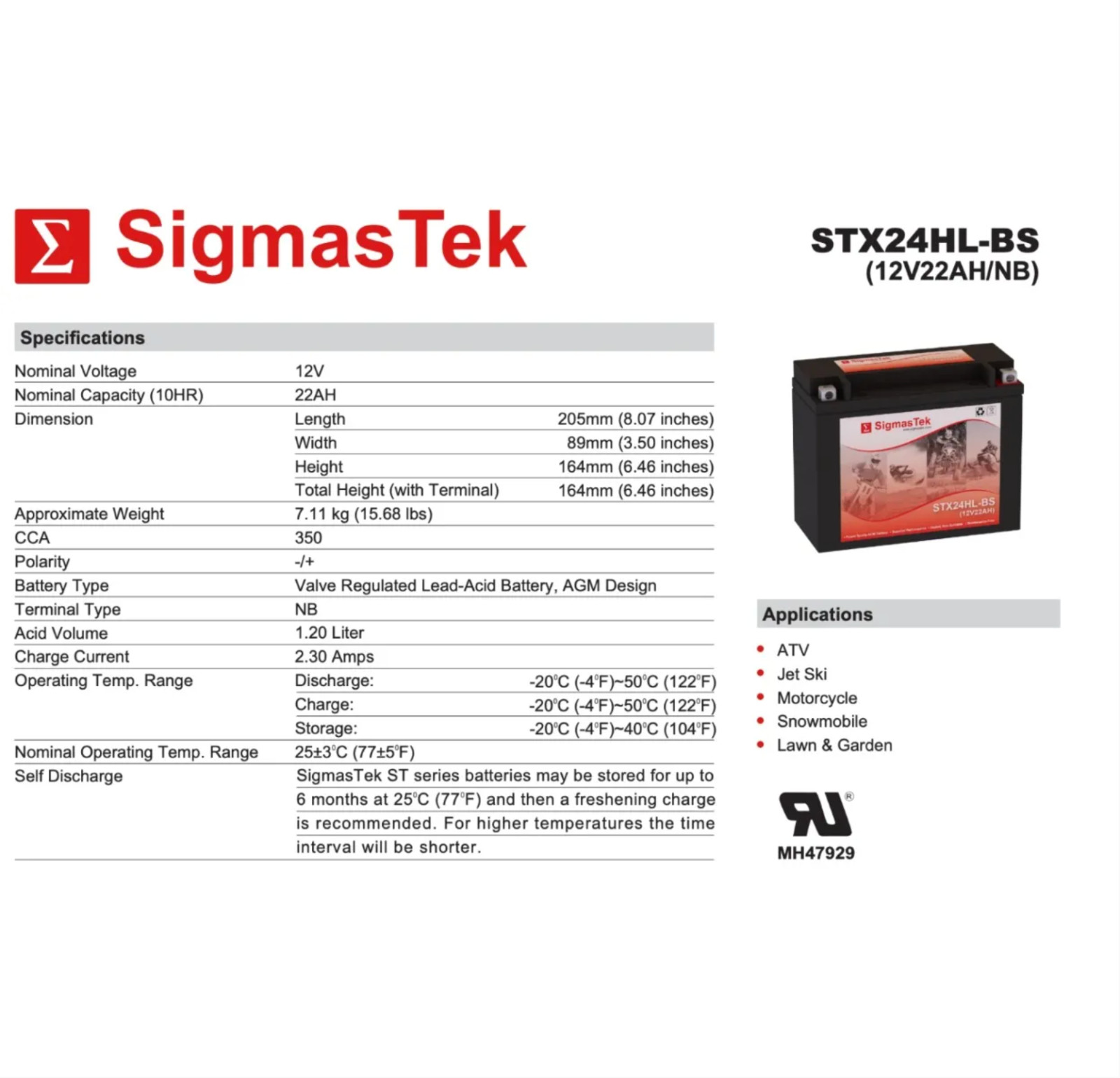 Yuasa YTX24HL-BS Battery – Replacement Battery by SigmasTek