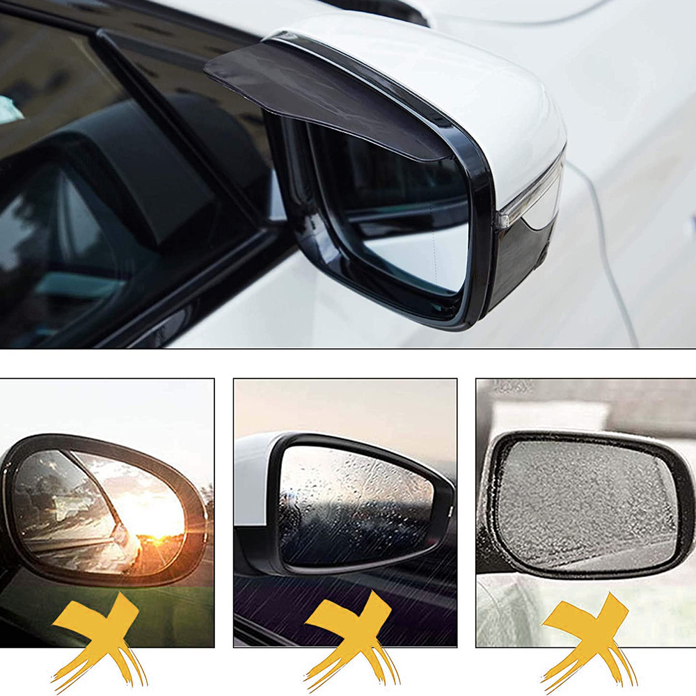 Black Rear View Side Mirror Rain Board Eyebrow Guard Sun Visor Car Accessories