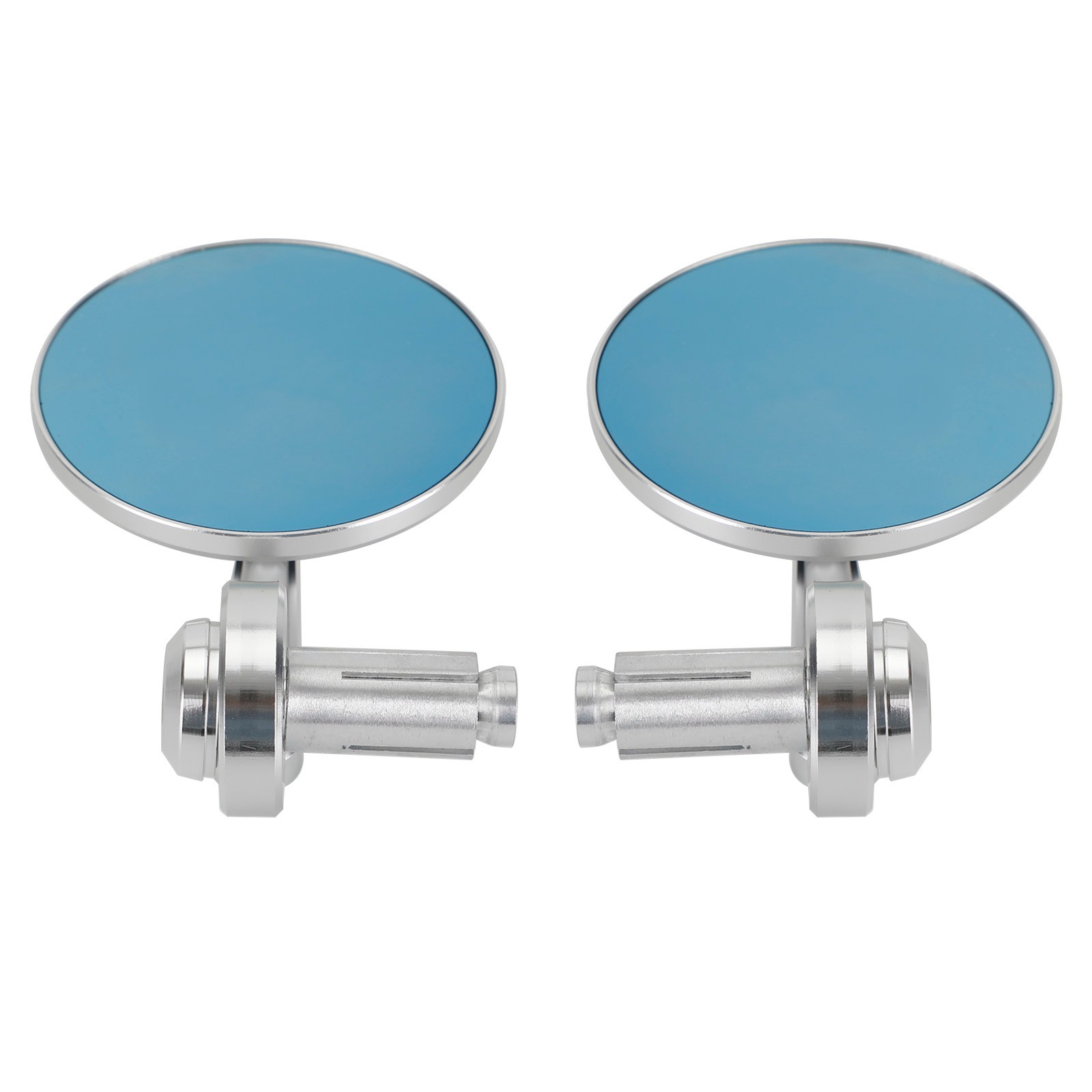 🚀Pair Rear View Round BAR End Mirror 7/8″-1″ Handleba Silver Aluminum Universal