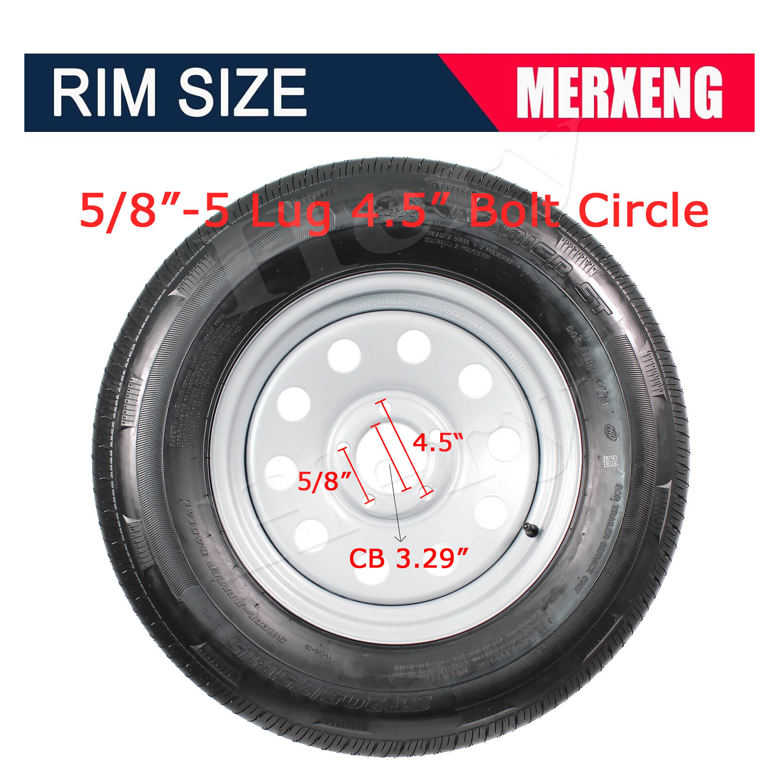 2 Pack ST205/75D15 Trailer Tires on Rims 205/75 15 in. 5 Lug Silver Spoke Wheel