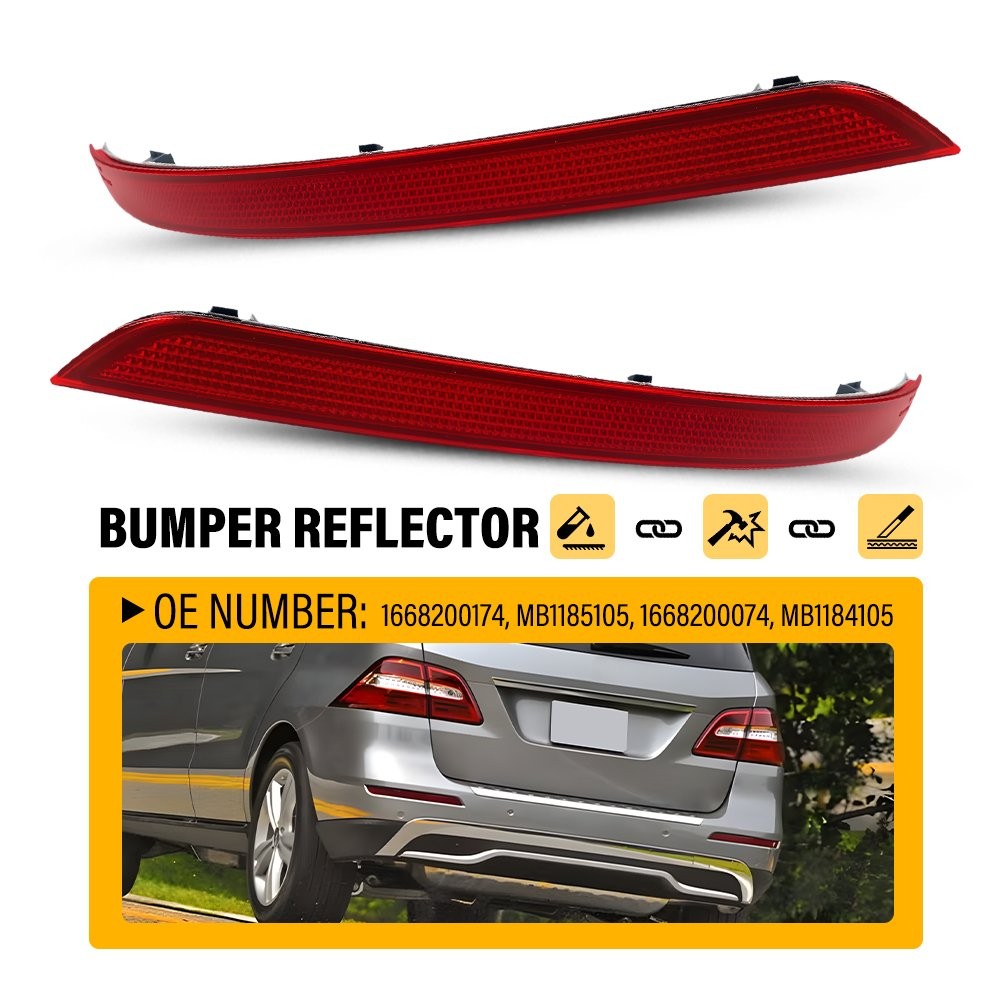 Bumper Reflector 1668200174 TWO Custom Rear For Mercedes Benz W166 ML350 2012-15