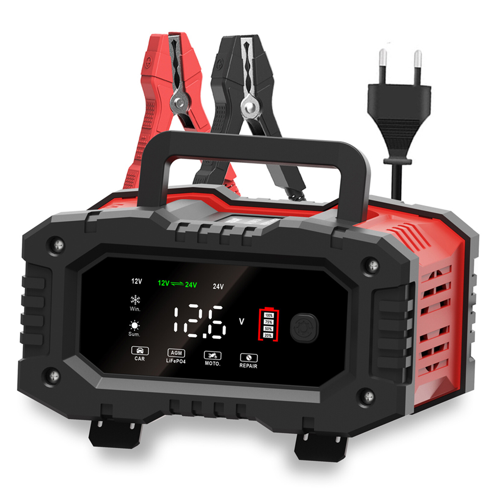 12V-20A 24V-10A Car Battery Charger Car Smart Repair Motorcycle Caravan Boat US