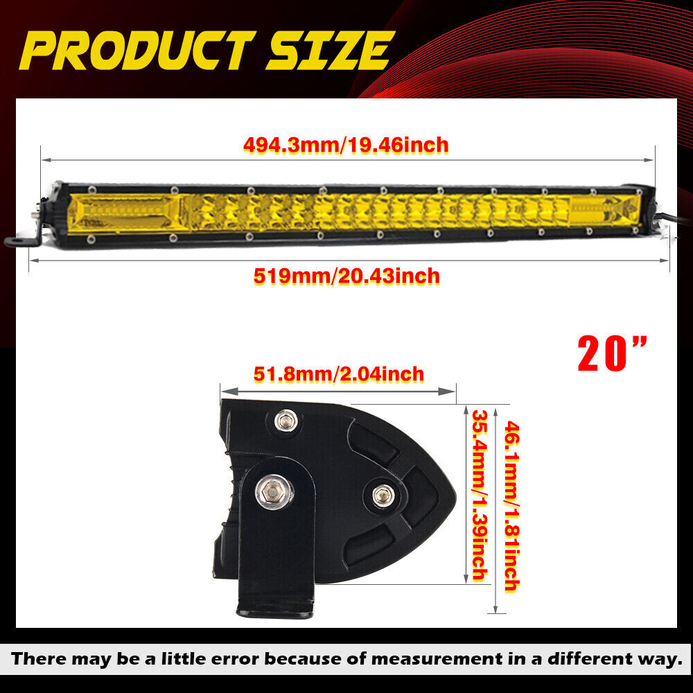 20″ inch 1200W yellow Led Light Bar Spot Flood Combo Work 4WD Truck SUV ATV 24