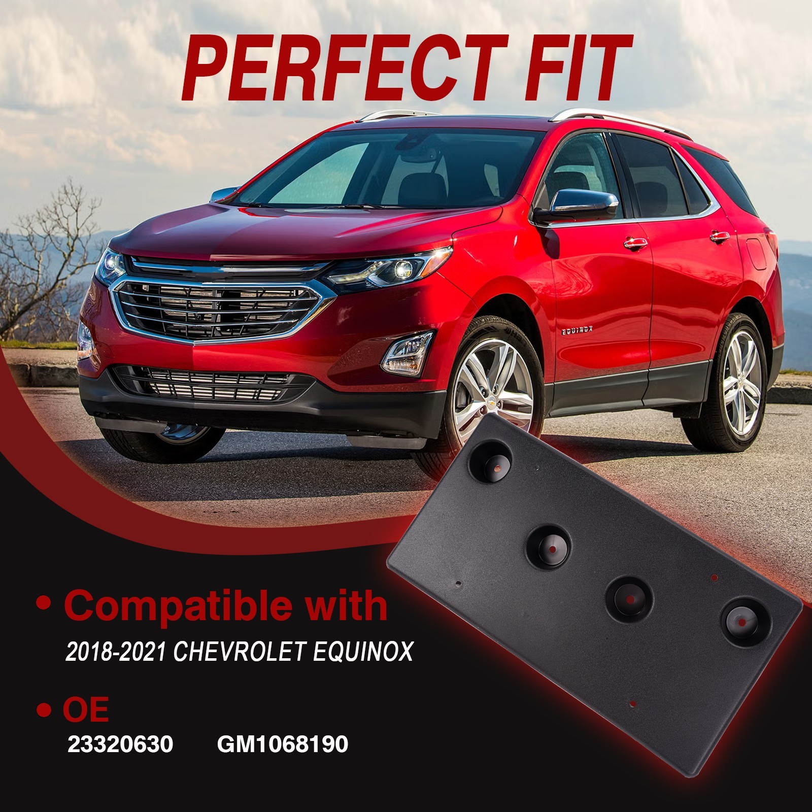 For 2018-2021 Chevrolet Equinox Front Bumper License Plate Tag Bracket Holder EA