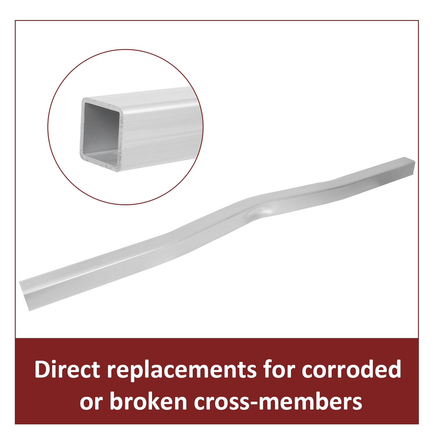 Universal Boat Trailer Crossmember Square Tube V-Bend Crossbar Aluminum Silver