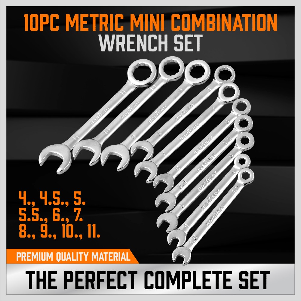 22PCS Combination Wrench Set Ignition Spanner Steel Tools Metric SAE Mini Small
