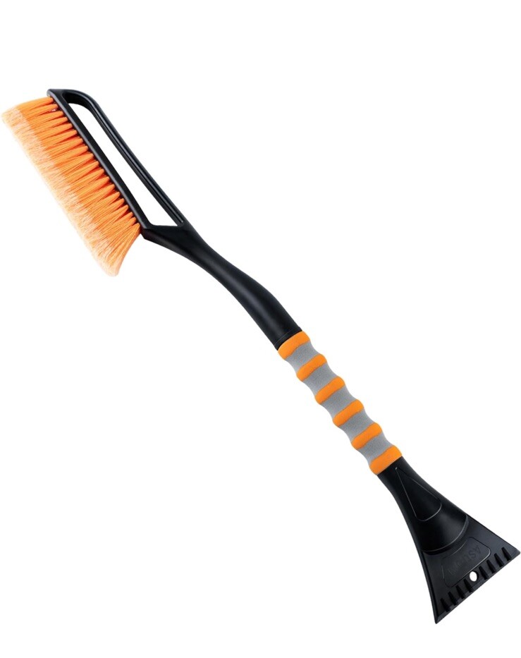 27 Inch Snow Brush and Detachable Ice Scraper with Ergonomic Foam Grip