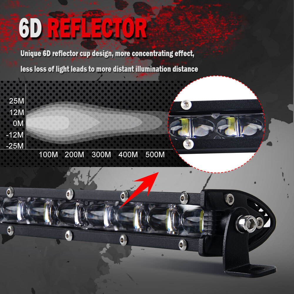 Slim Single Row 7″ 14″ 20″ 26 32 38 44 50 LED Light Bar Off Road Driving ATV SUV