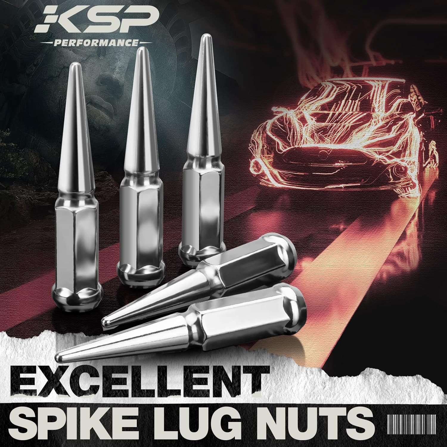 32Pcs 4.5″ Silver Solid Spike Lug Nut M14x1.5 Chevy Sierra 1500 Long Key Ford