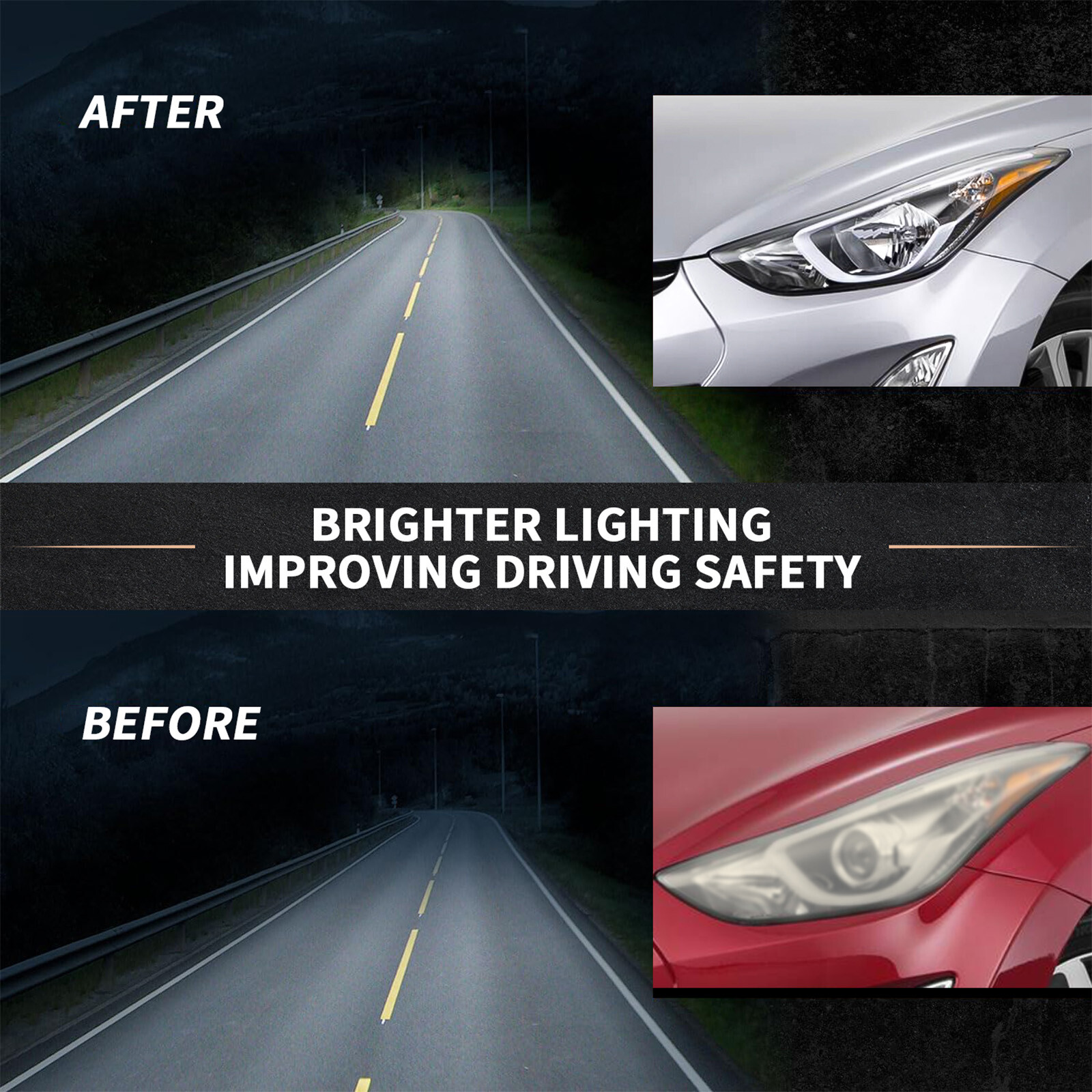 Pair Fits 2014 2015 2016 Hyundai Elantra Headlight Assembly Left Right W/Bulbs