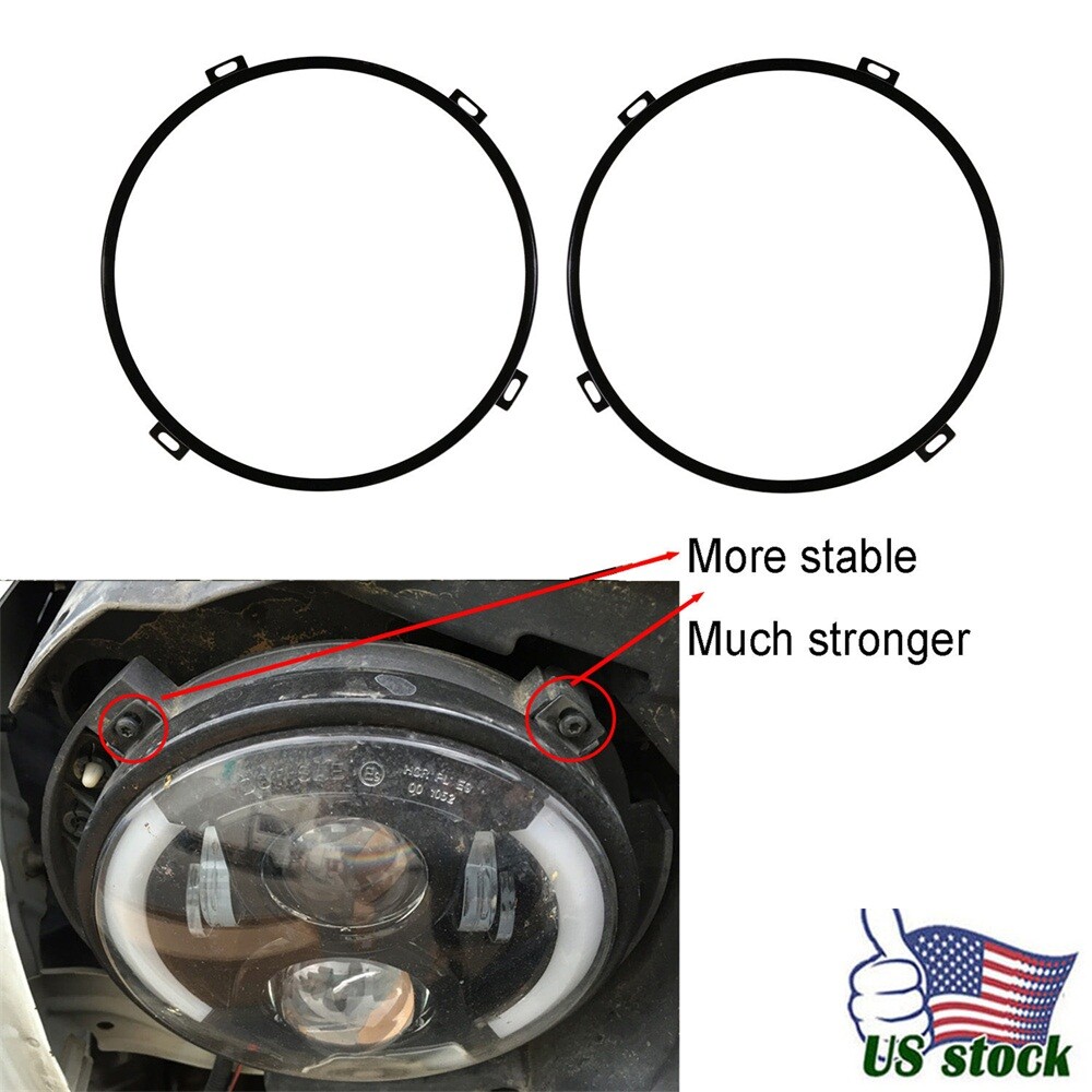 Steel & ABS Headlight Replacement Mount Ring Bracket For 07-18 Jeep Wrangler JK