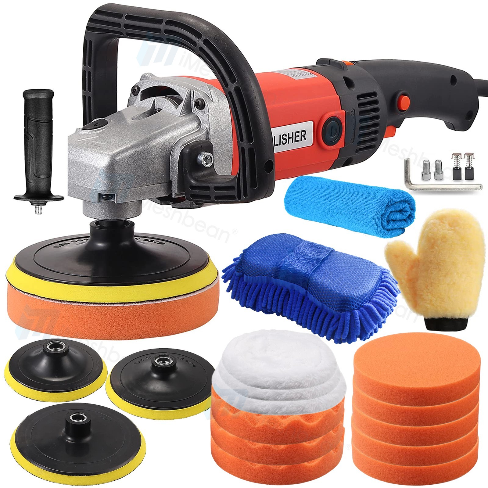 Car Buffer Polisher Waxer 8-Speed Rotary 5″6″+7″ Backing Plate Polishing Machine