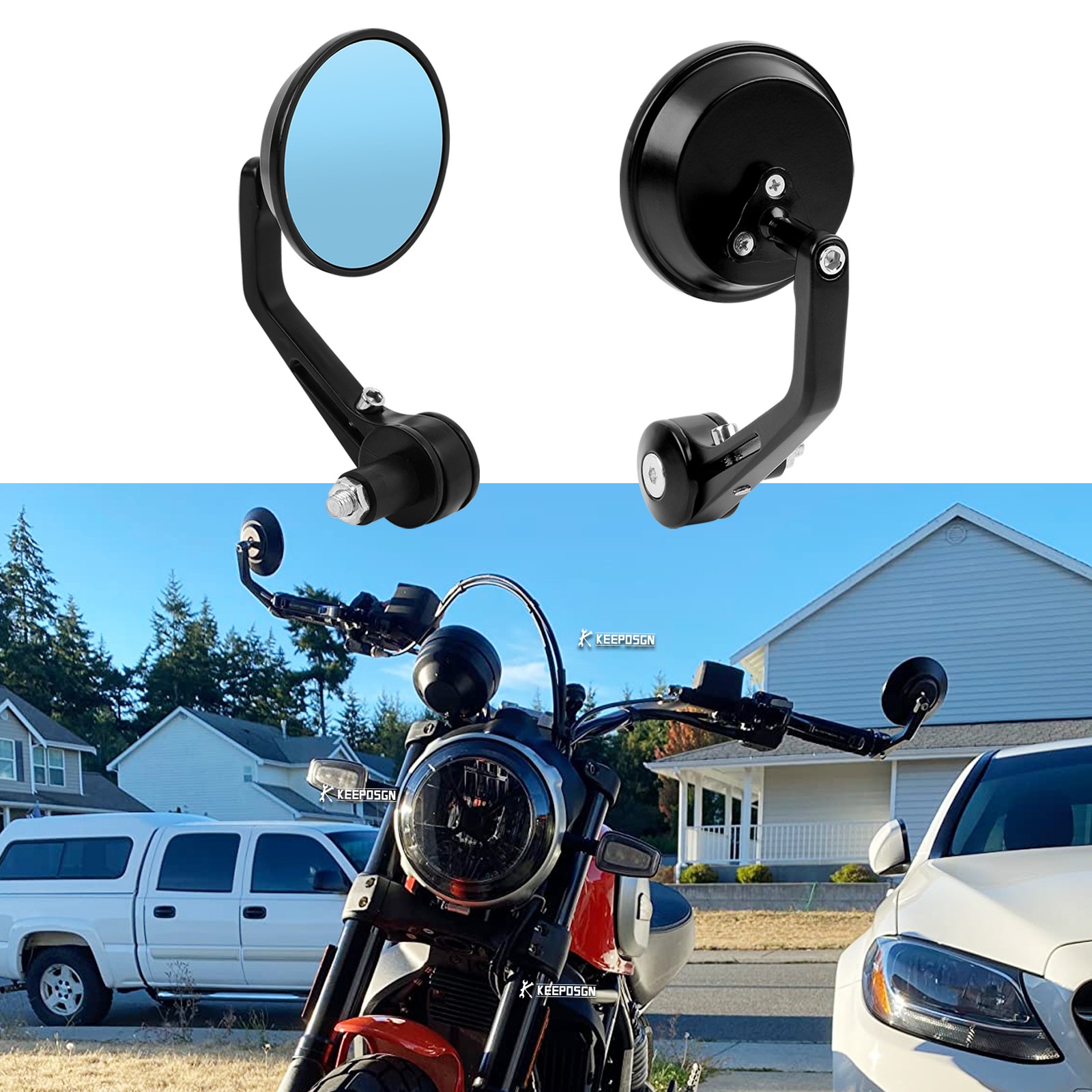 2x Aluminium 7/8″ 22mm Bar End Mirror Anti-Glare For Ducati Scrambler 800 1100