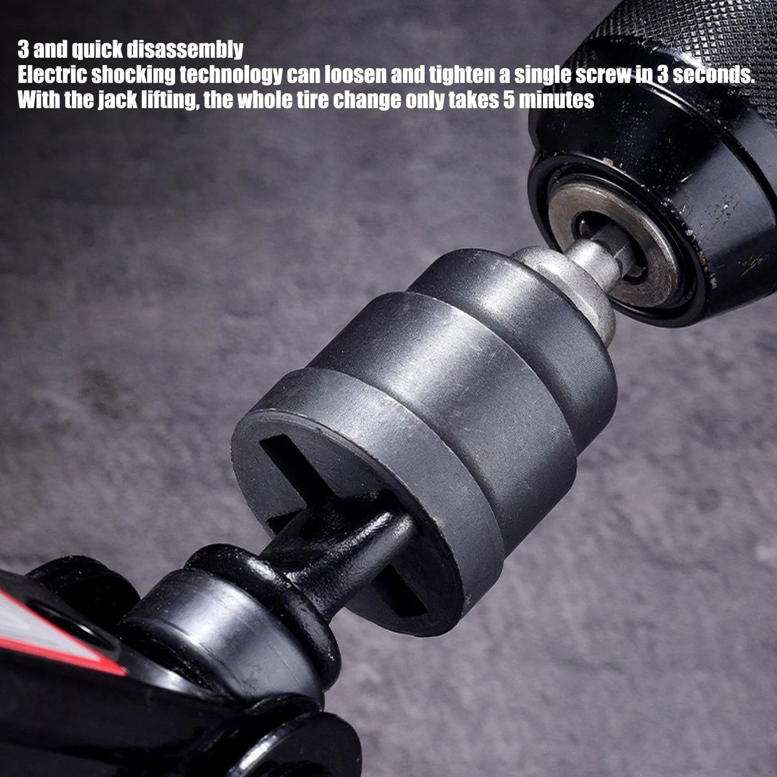 For Scissor Jack Power Drill Adapter Socket, High Carbon Steel Rust Resistant
