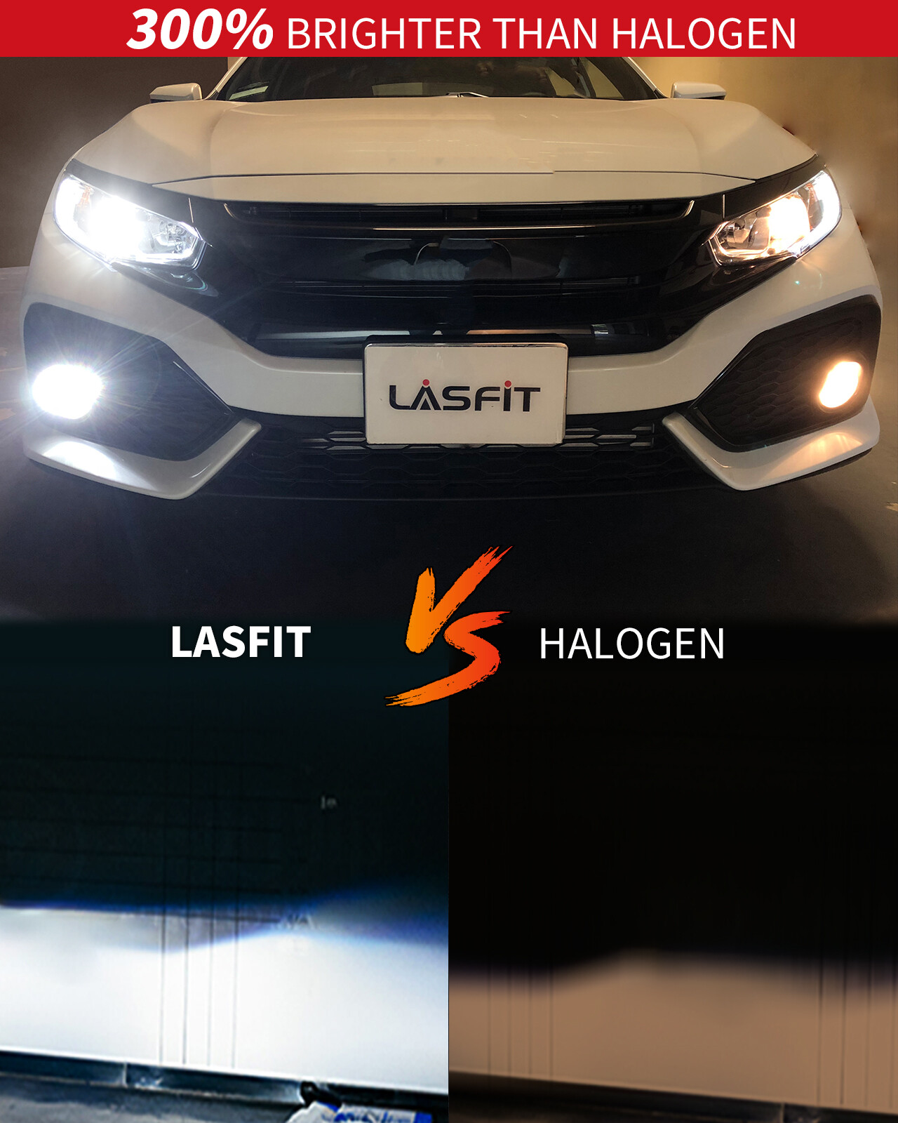 Lasfit 9005 HB3 LED Headlight 6000K White Bulbs Conversion Kit High Beam Bright