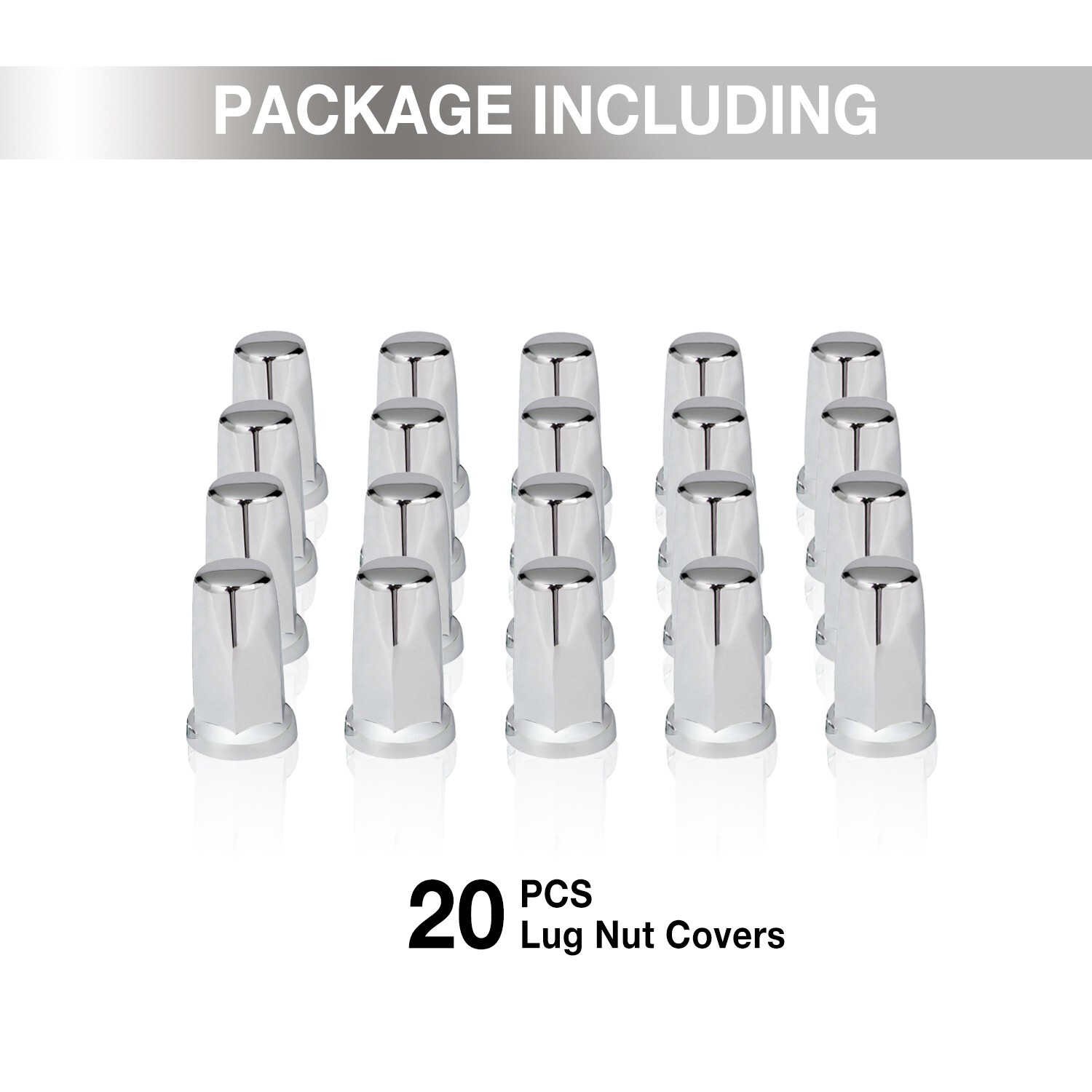 20pcs 33mm Chrome ABS Lug Nut Cover, Push-on Plastic Lug Nut Caps For Semi Truck