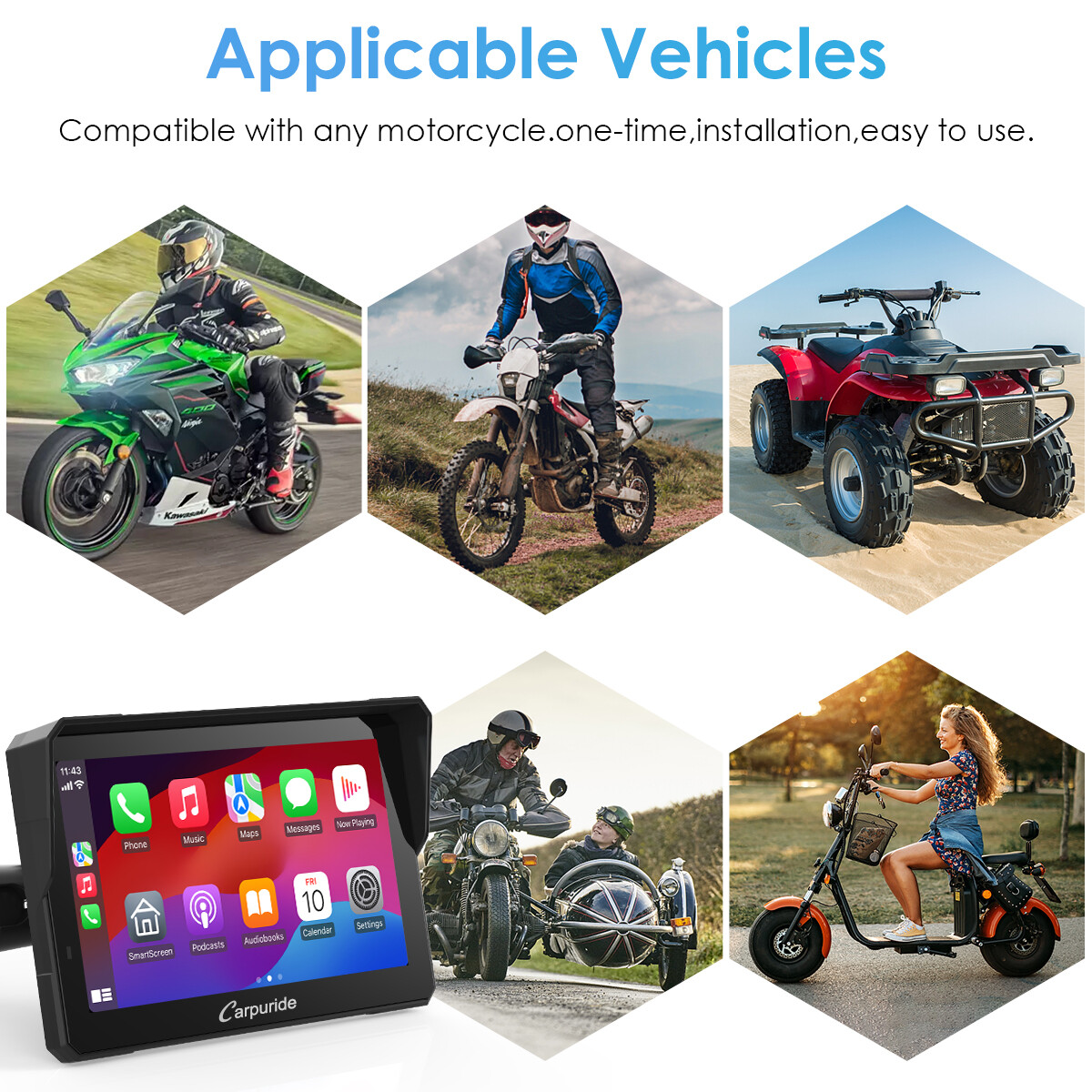 Carpuride W702Pro Wireless Carplay Android Auto Waterproof Touchscreen For Motor