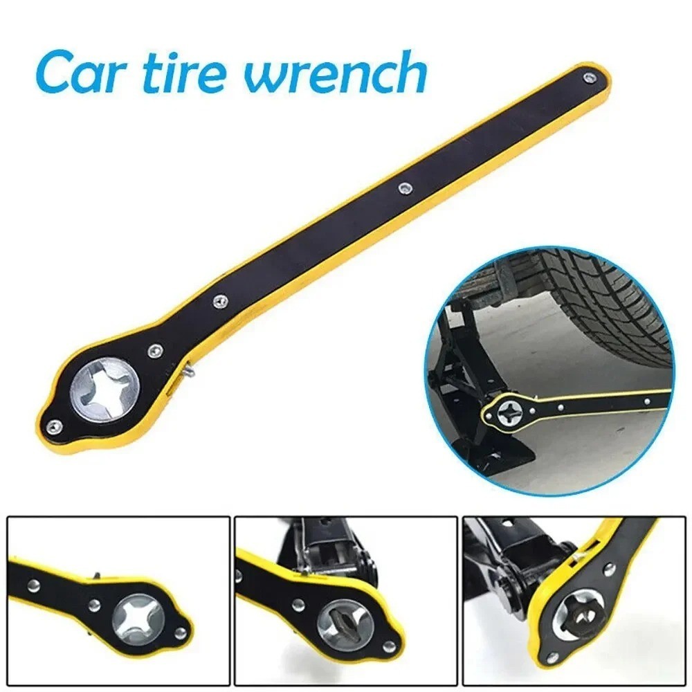 Share Labor Saving Car Jack Ratchet Wrench Long Handle Scissor Jack 360° Knob US