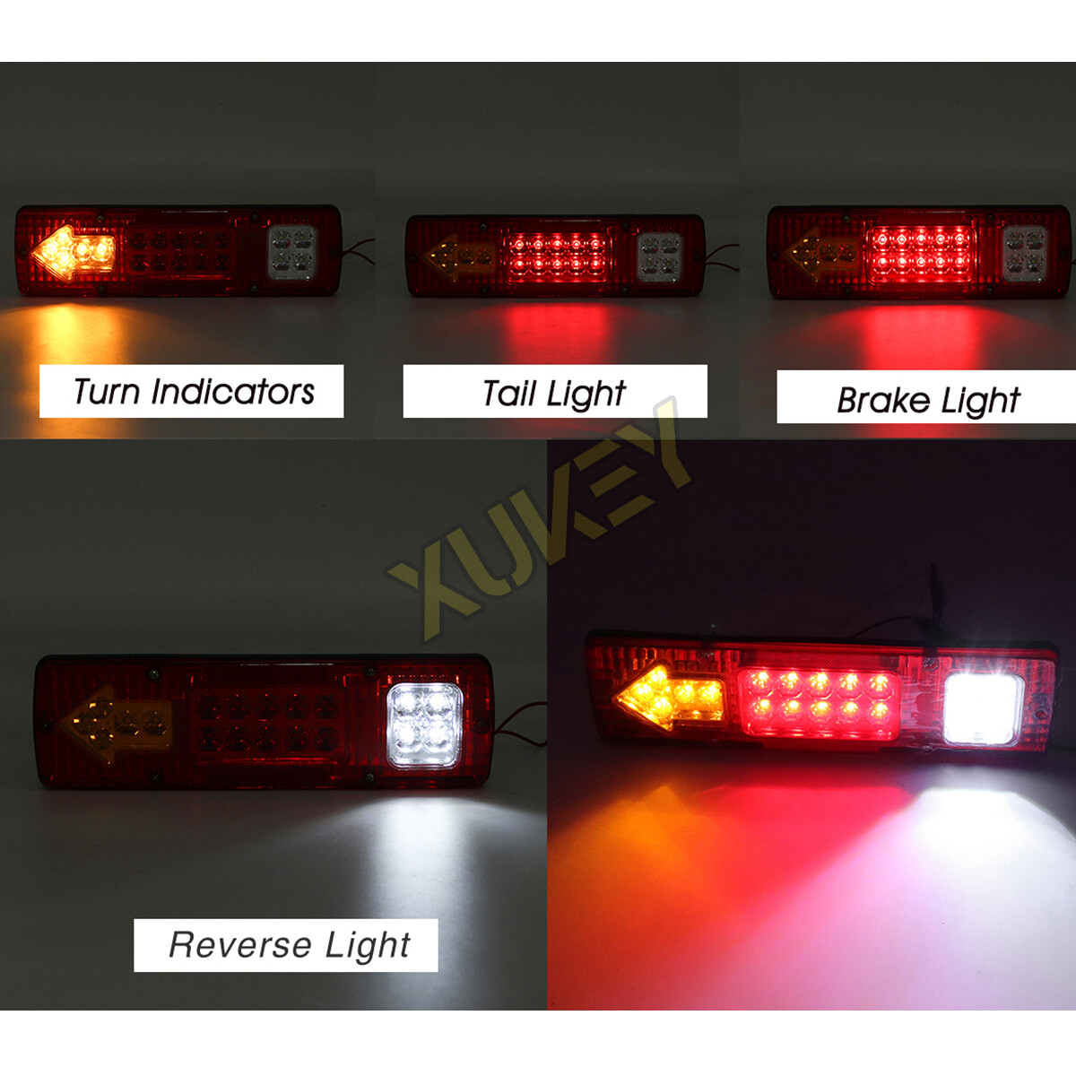 2pc Rear Led Trailer Tail Lights Kit Boat Marker Truck Stop Turn Waterproof IP67