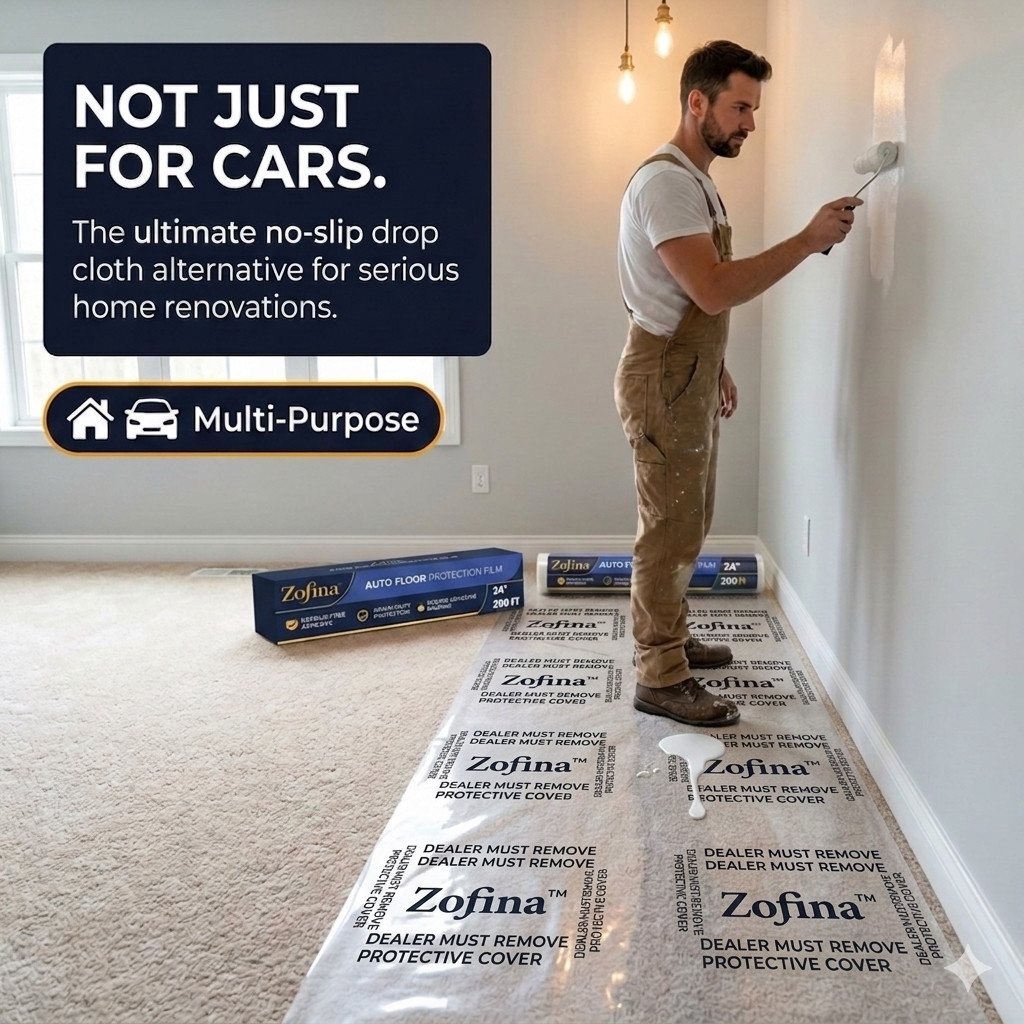 Auto Adhesive Floor Mat 24” x 200 ft | 4 Mil Heavy-Duty Carpet Protector Film