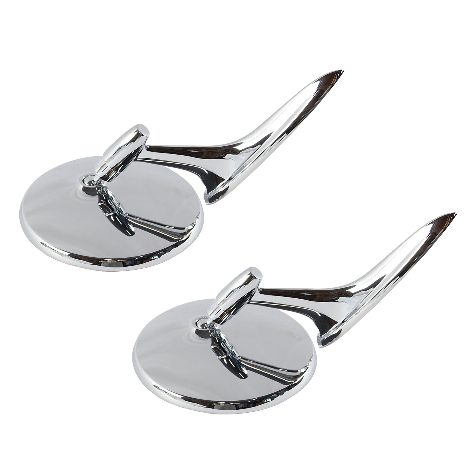 Round Outside Rearview Mirrors Ribbed Base Fits 1963-1965 Chevy Impala Nova