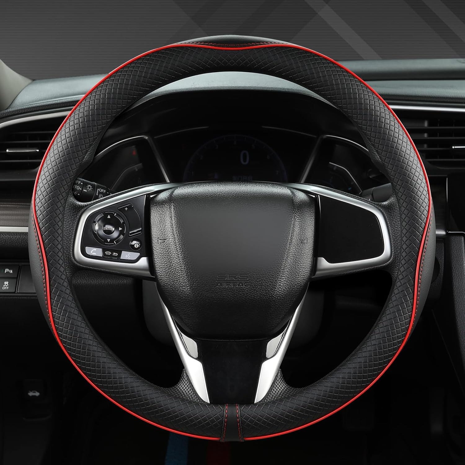 Customized Car Steering Wheel Cover Leather For Jaguar F-TYPE 14½- 16 inch Round
