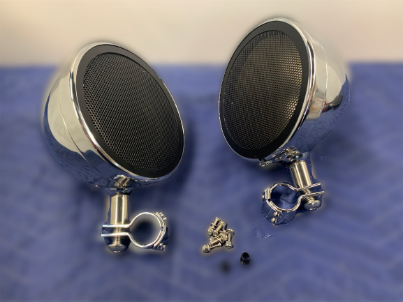 6.5″ Chrome Motorcycle Crash Bar Speaker Pods – 1 Pair