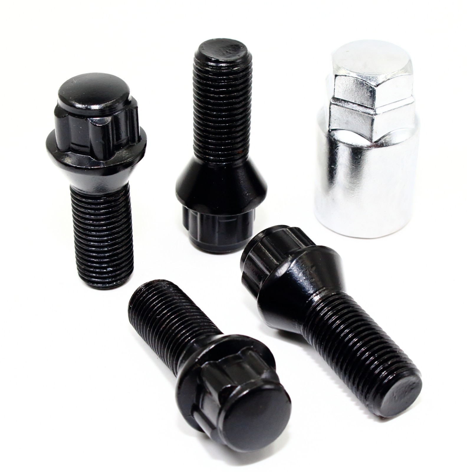4 14×1.25 28mm Black Wheel Locks for BMW 528i 535i 550i M5 740i 750i X3 X4 X5 X6
