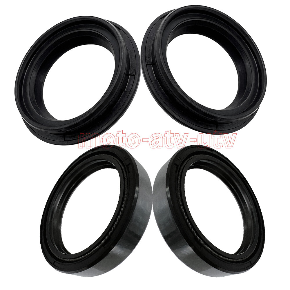 4pcs 43x55x11 Motorcycle Front Fork Damper Shock Oil Seal & Dust Seals Kit Black