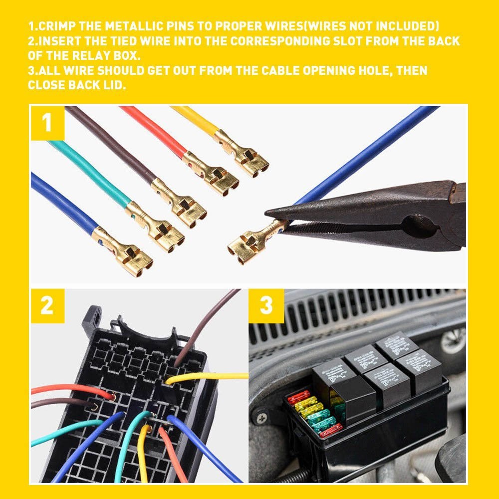 Universal Auto Waterproof Fuse Relay Box Block 6 Relay 6 ATC/ATO Fuses Accessory