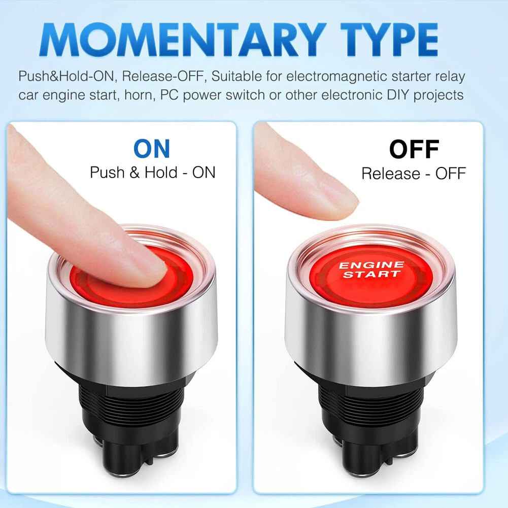 Universal 12V Car Red Illuminated Engine Start Switch Push Button Race Starter